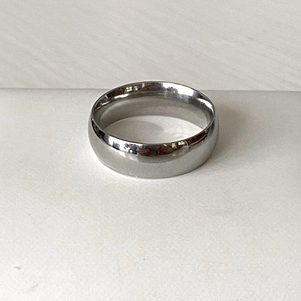 Stainless Steel Wide Dome Ring Tarnish Resistant Hypoallergenic Minimalist 6mm